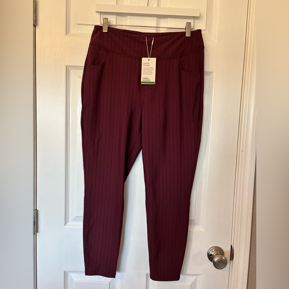 HALARA Burgundy Pinstripe Skinny Pants